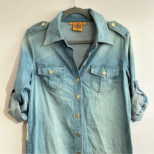 Tory Burch Chambray Button Up Dress 8